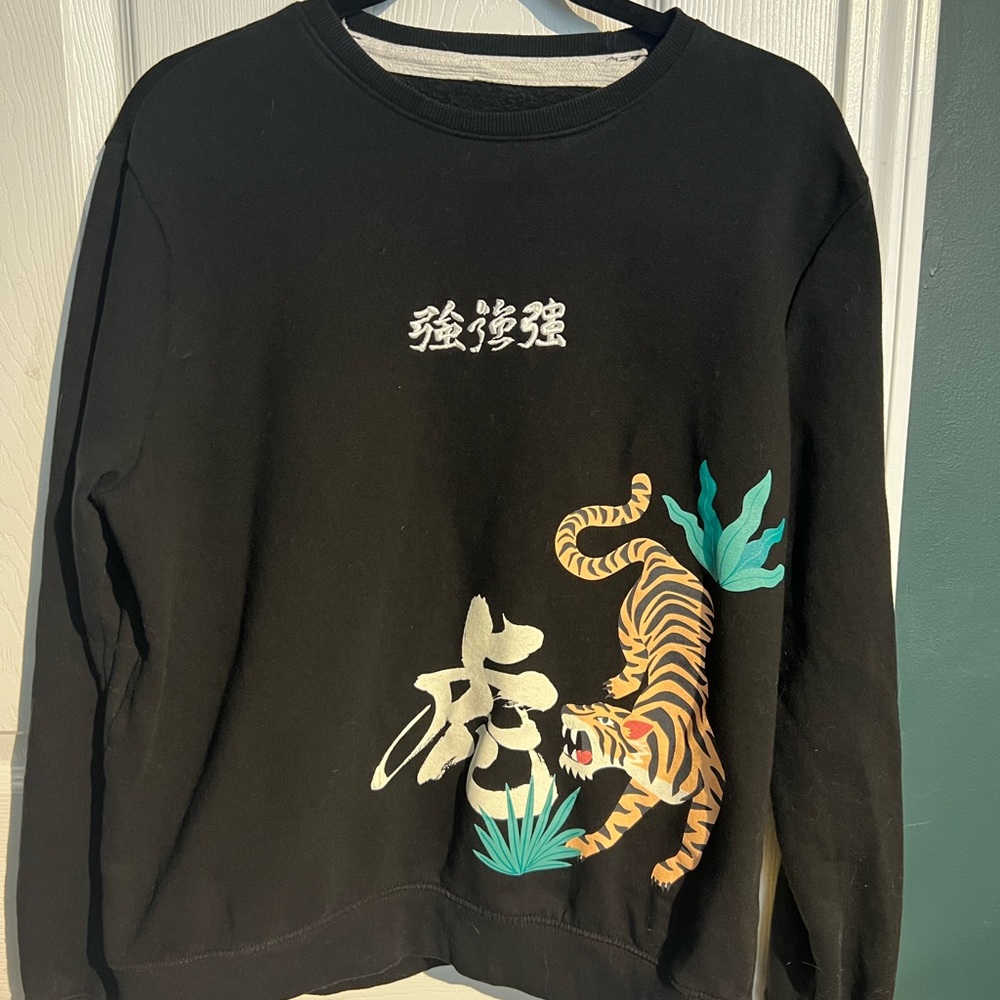 EUC Blind Rooster Tokyo Japan Embroidered Tiger Sweatshirt SZ M gender neutral